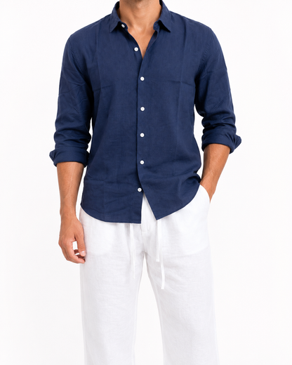 Navy Blue – Long Sleeve Linen