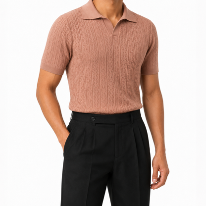 Copper Blush — Mosaic Knit Polo