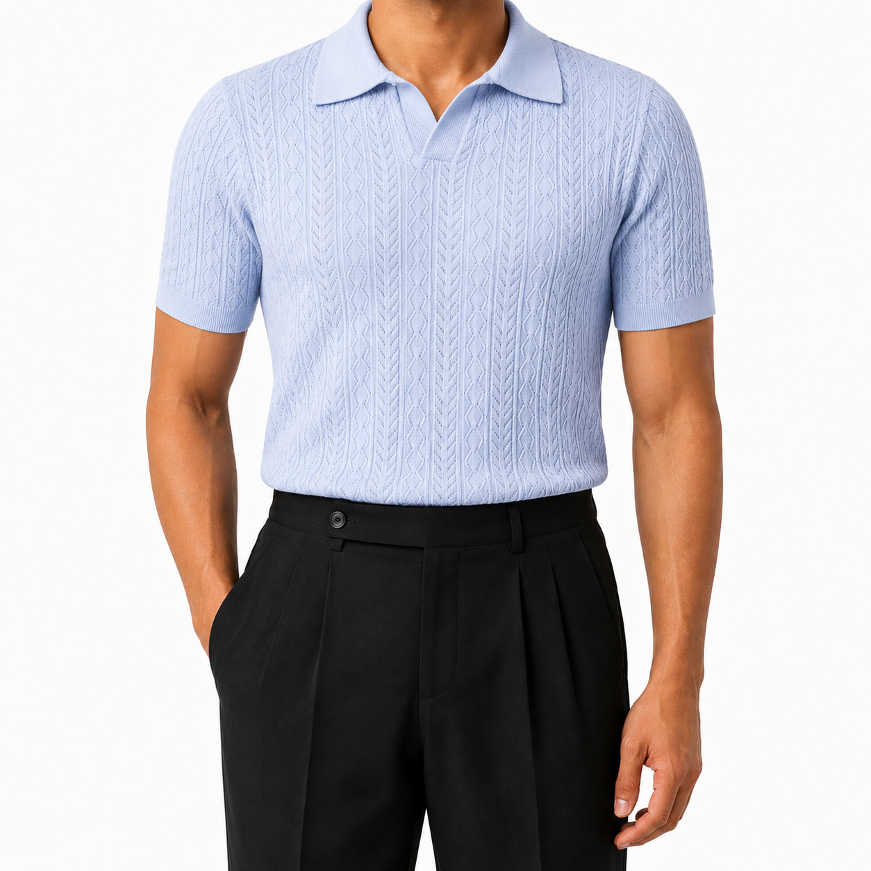 Sky Blue — Mosaic Knit Polo