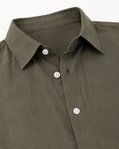 Olive Green – Long Sleeve Linen