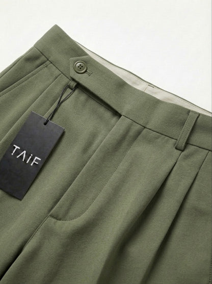 Olive Green - Italian Pleated Pants