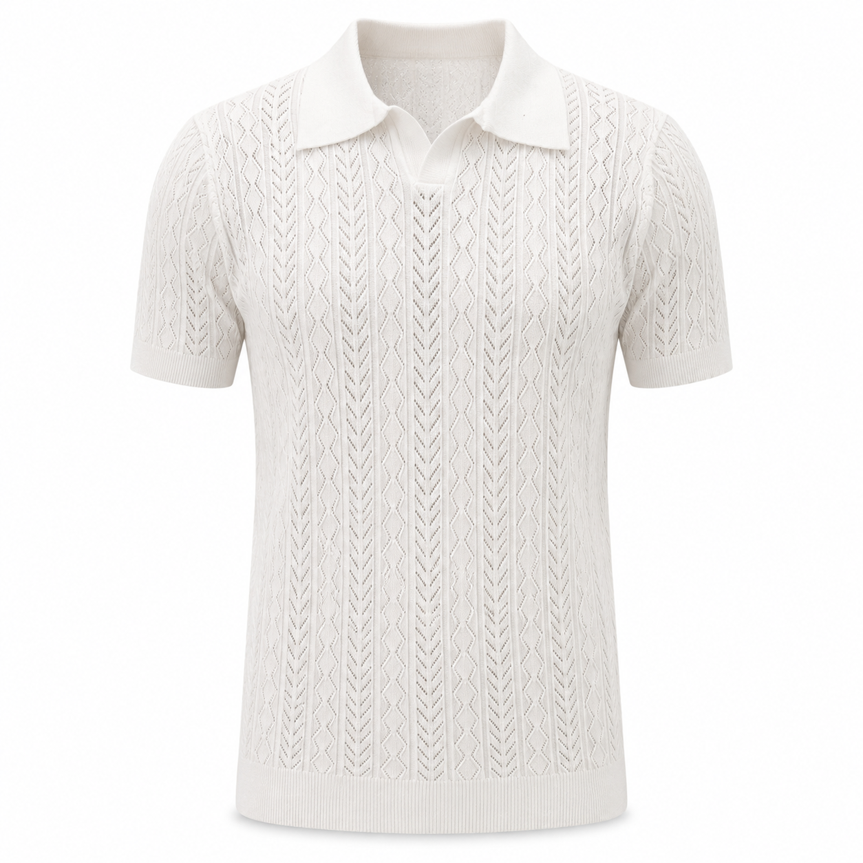 Pearl White — Mosaic Knit Polo