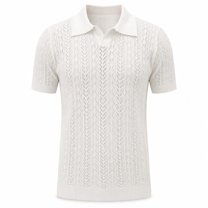 Pearl White — Mosaic Knit Polo