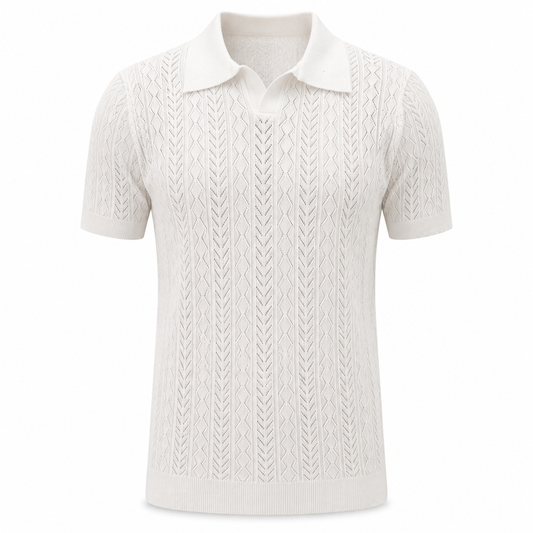 Pearl White — Mosaic Knit Polo