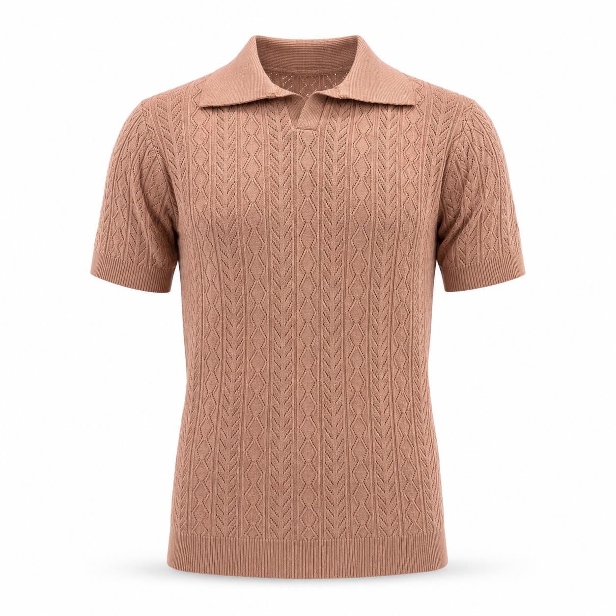 Copper Blush — Mosaic Knit Polo