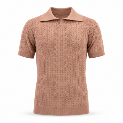 Copper Blush — Mosaic Knit Polo