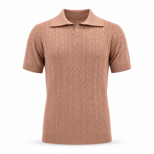 Copper Blush — Mosaic Knit Polo