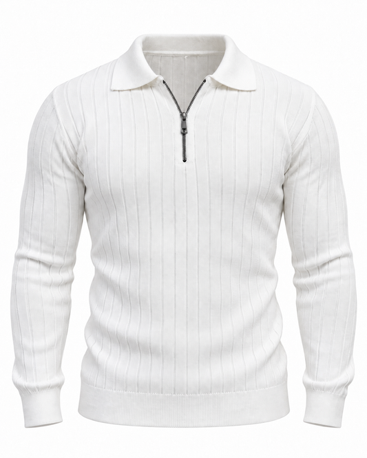 Pearl White - Column Zip Pullover