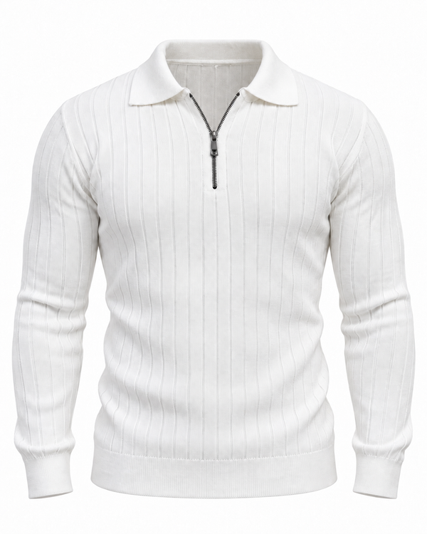 Pearl White - Column Zip Pullover