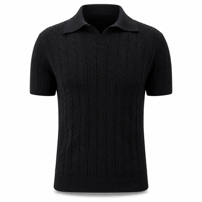 Midnight Black — Mosaic Knit Polo