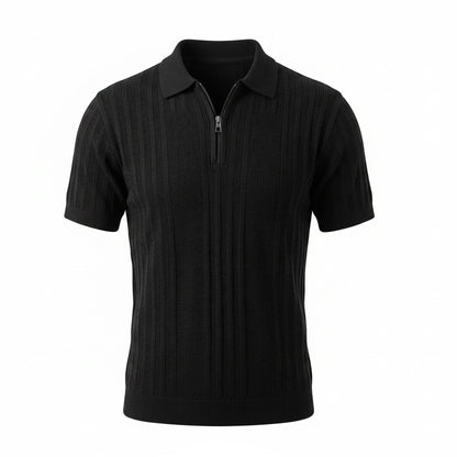 Midnight Black - Capri Zip Knit Polo