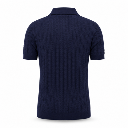 Navy Blue — Mosaic Knit Polo