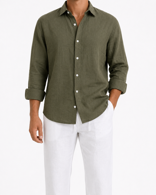 Olive Green – Long Sleeve Linen