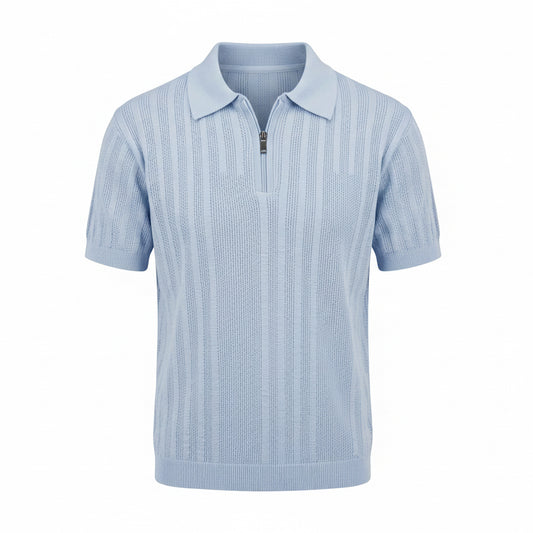 Sky Blue - Capri Zip Knit Polo