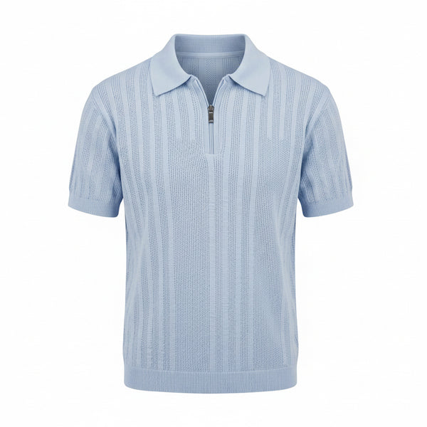 Sky Blue - Capri Zip Knit Polo