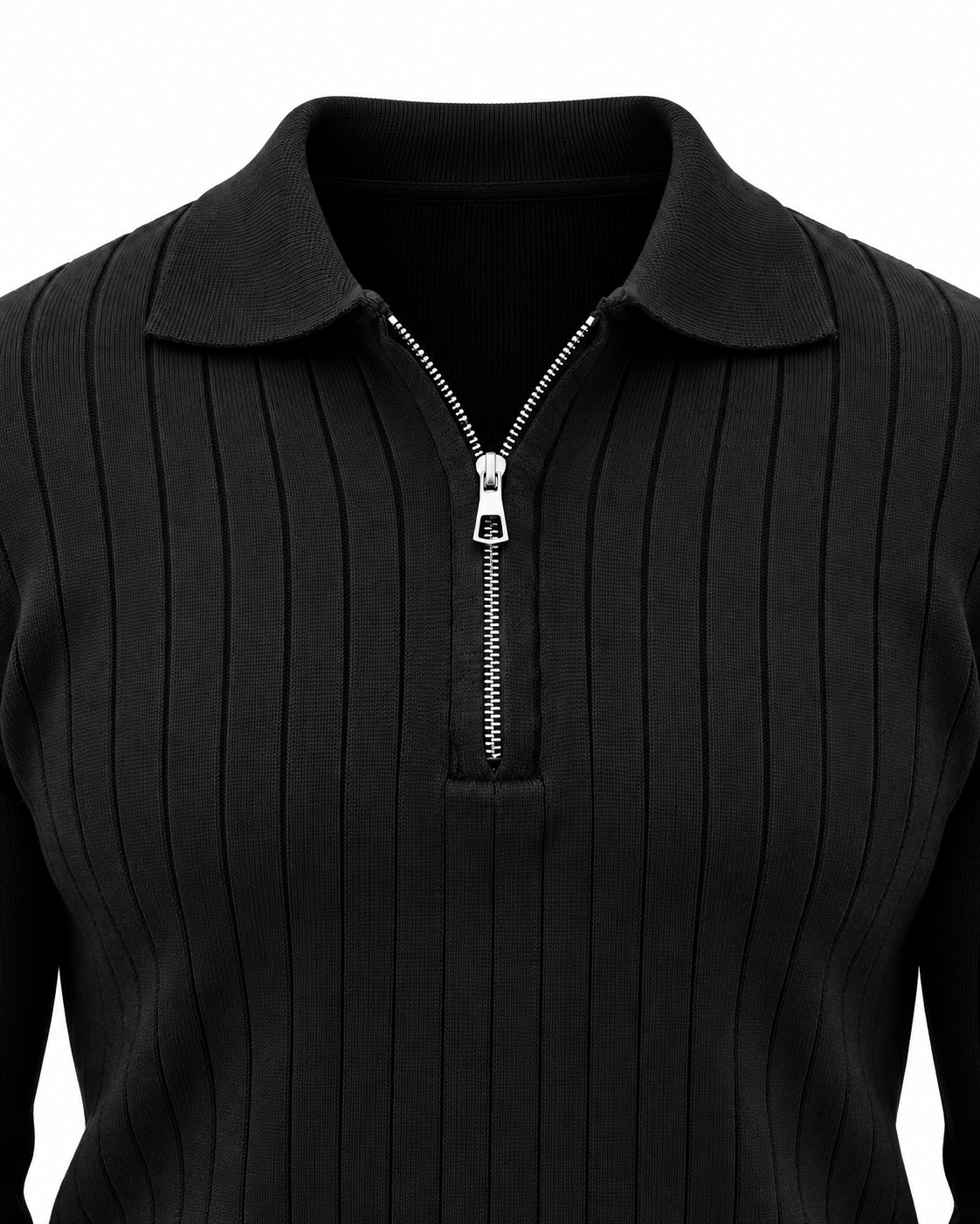 Midnight Black - Column Zip Pullover