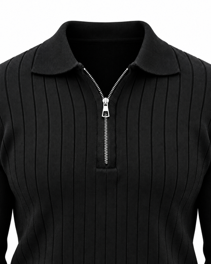 Midnight Black - Column Zip Pullover