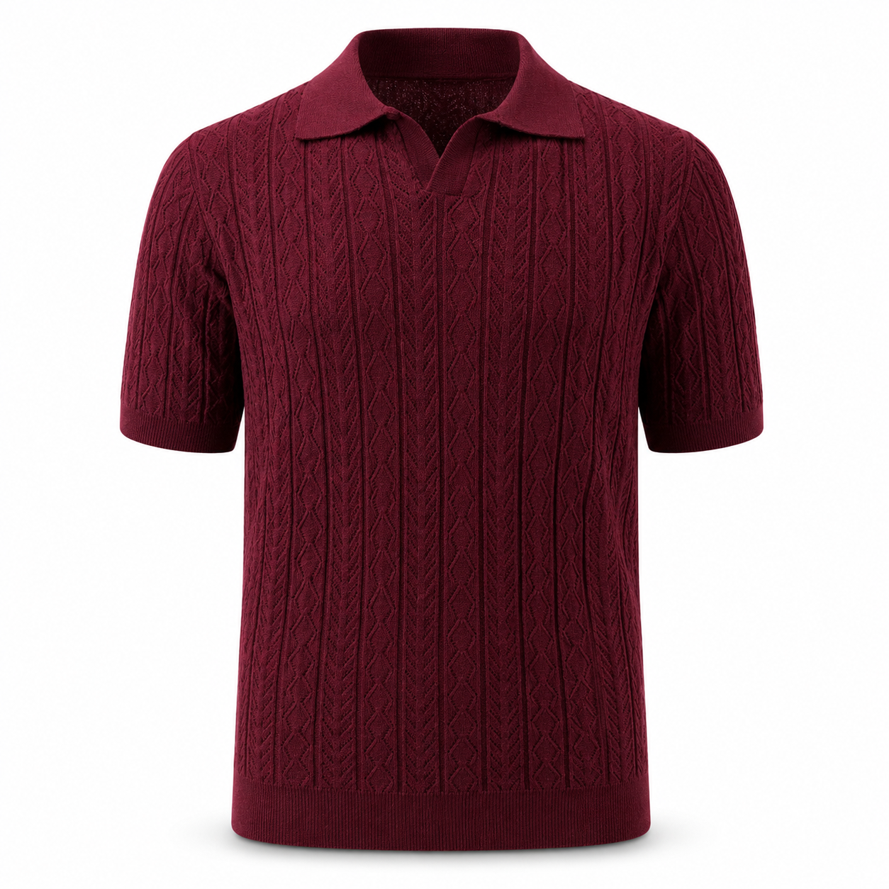 Crimson Burgundy — Mosaic Knit Polo