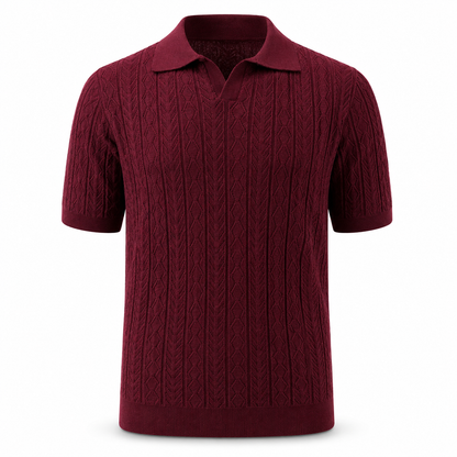 Crimson Burgundy — Mosaic Knit Polo