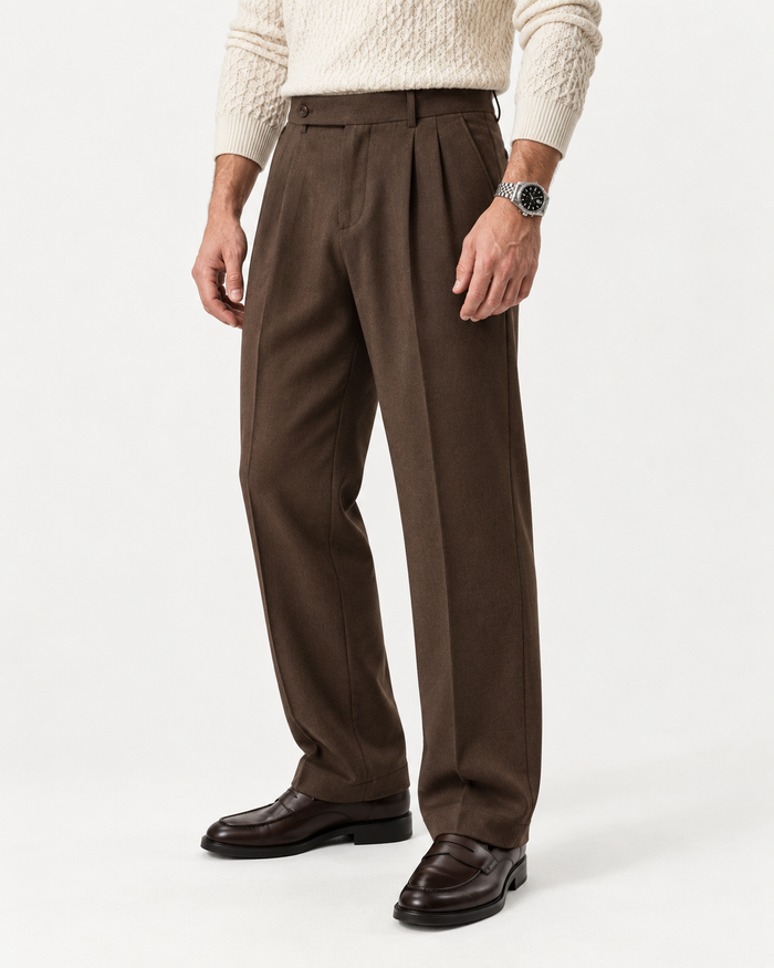 Tobacco Brown - Italian Pleated Pants
