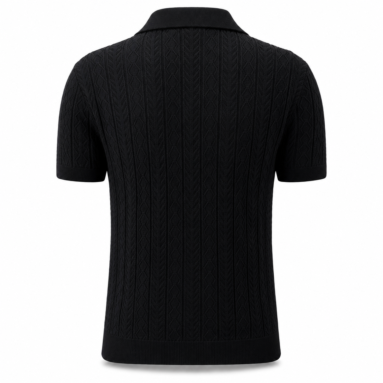 Midnight Black — Mosaic Knit Polo