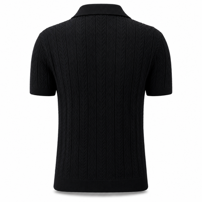 Midnight Black — Mosaic Knit Polo