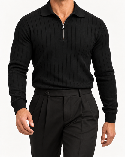 Midnight Black - Column Zip Pullover