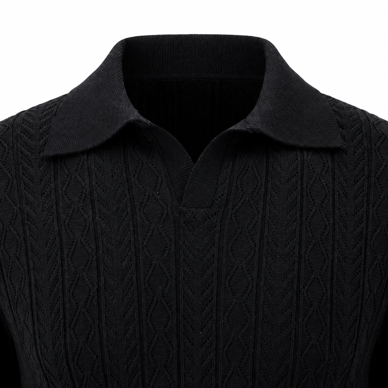 Midnight Black — Mosaic Knit Polo