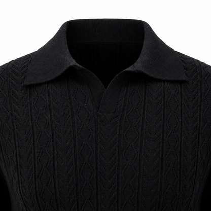 Midnight Black — Mosaic Knit Polo