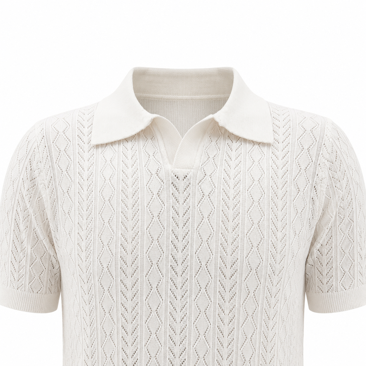 Pearl White — Mosaic Knit Polo