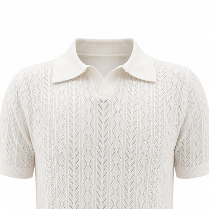 Pearl White — Mosaic Knit Polo