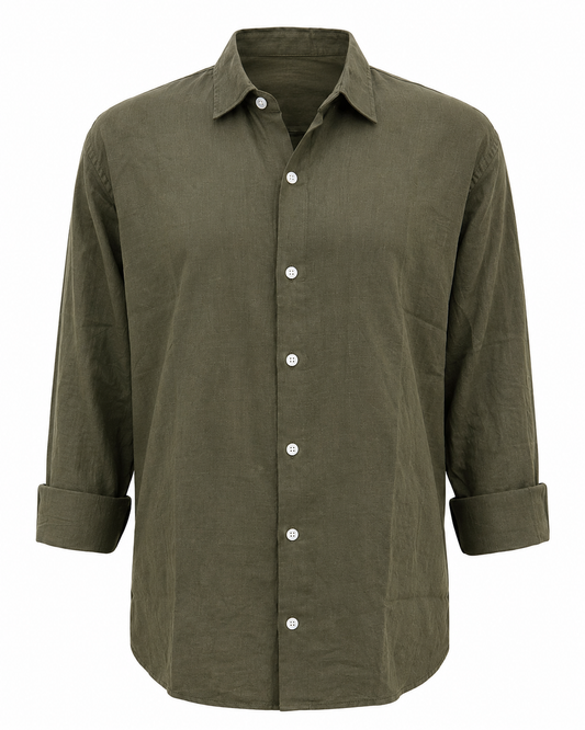 Olive Green – Long Sleeve Linen