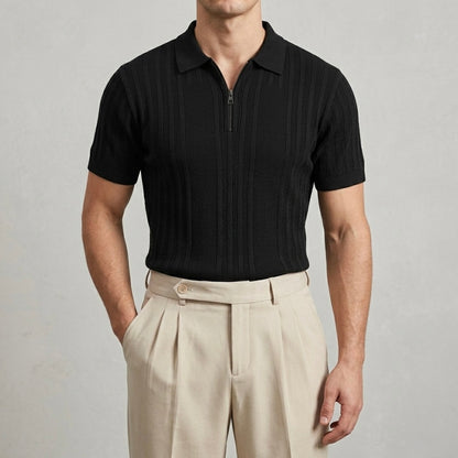 Midnight Black - Capri Zip Knit Polo