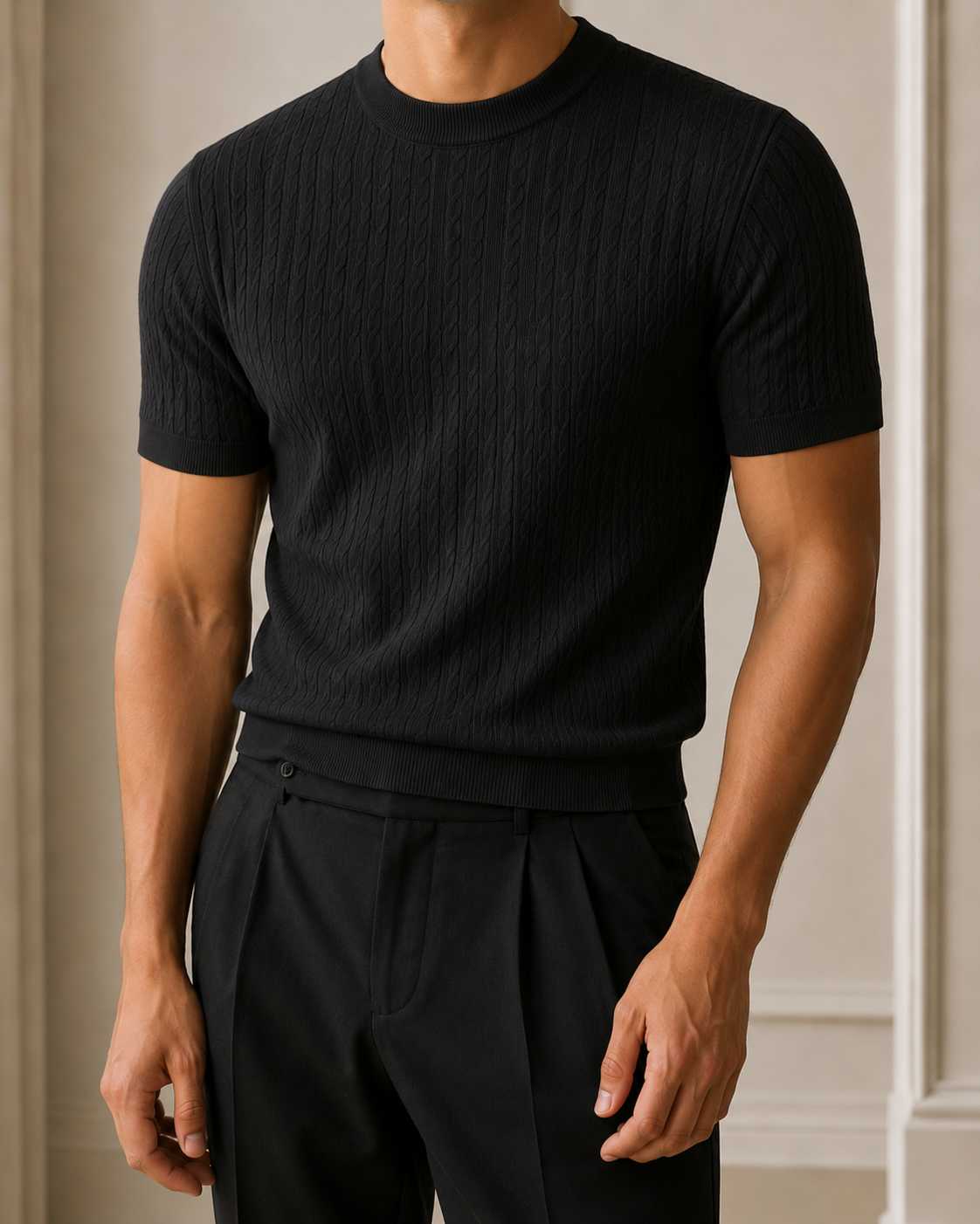 Midnight Black - Cable Knit