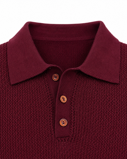Crimson Burgundy - Costa Knit Polo