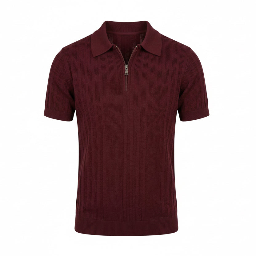 Crimson Burgundy - Capri Zip Knit Polo