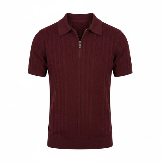 Crimson Burgundy - Capri Zip Knit Polo