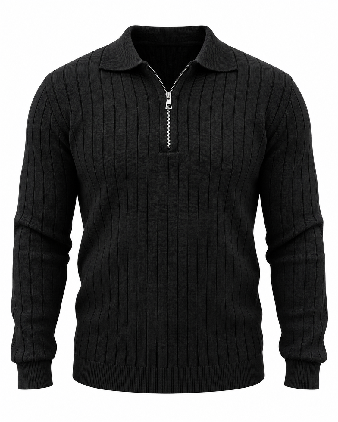 Midnight Black - Column Zip Pullover