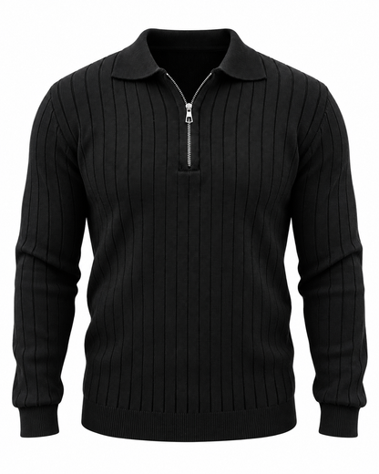 Midnight Black - Column Zip Pullover