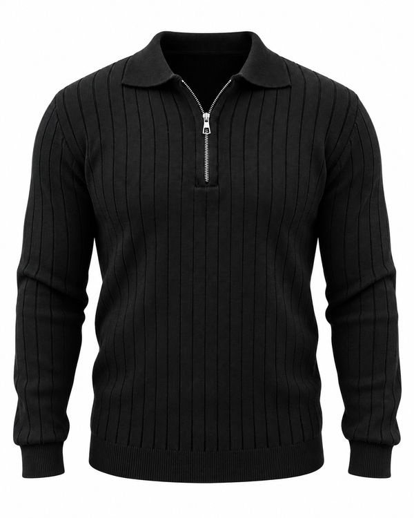 Midnight Black - Column Zip Pullover