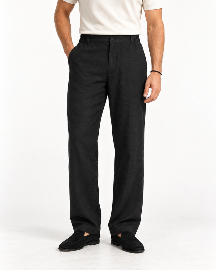 Premium Midnight Black – Linen Pants