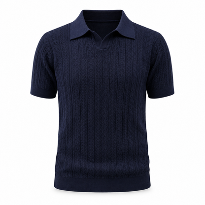 Navy Blue — Mosaic Knit Polo