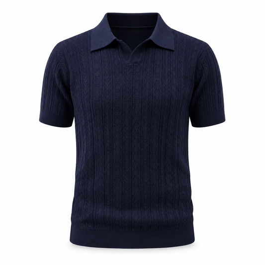 Navy Blue — Mosaic Knit Polo