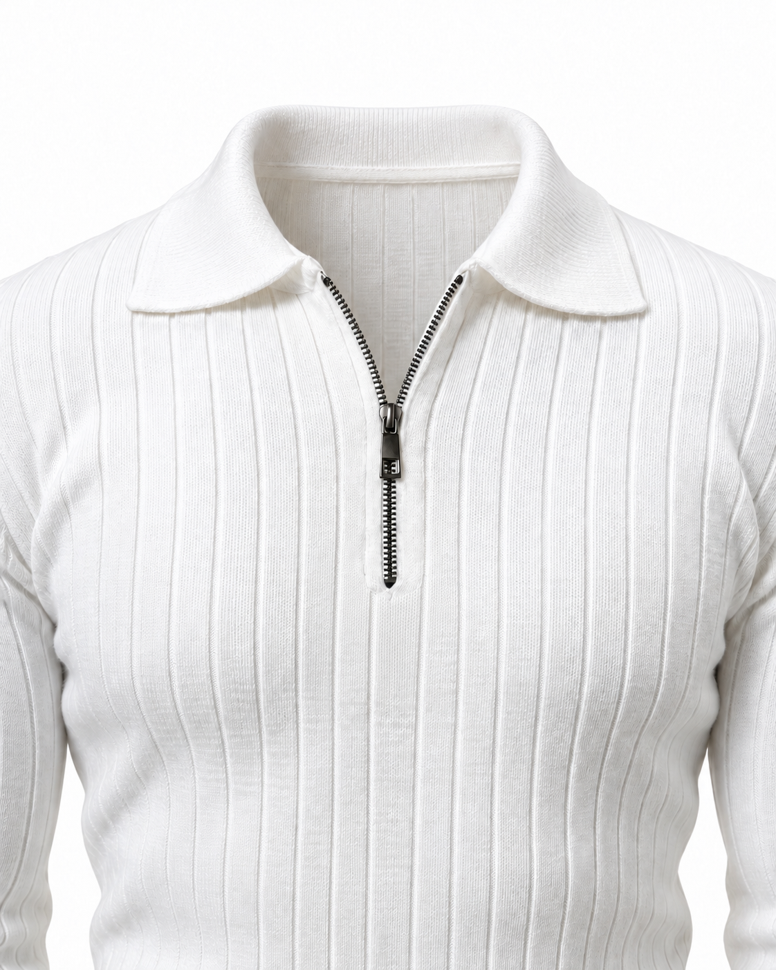 Pearl White - Column Zip Pullover