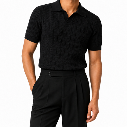 Midnight Black — Mosaic Knit Polo