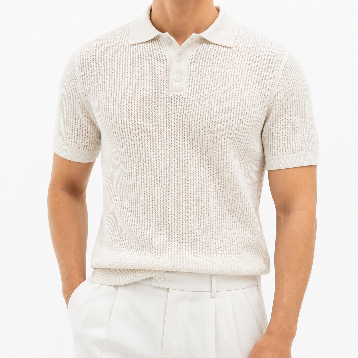 Pearl White - Costa Knit Polo