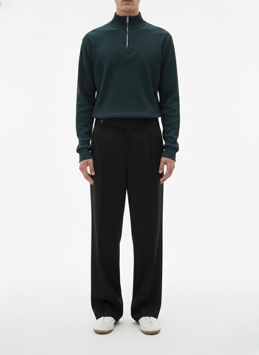 Midnight Black - Italian Pleated Pants