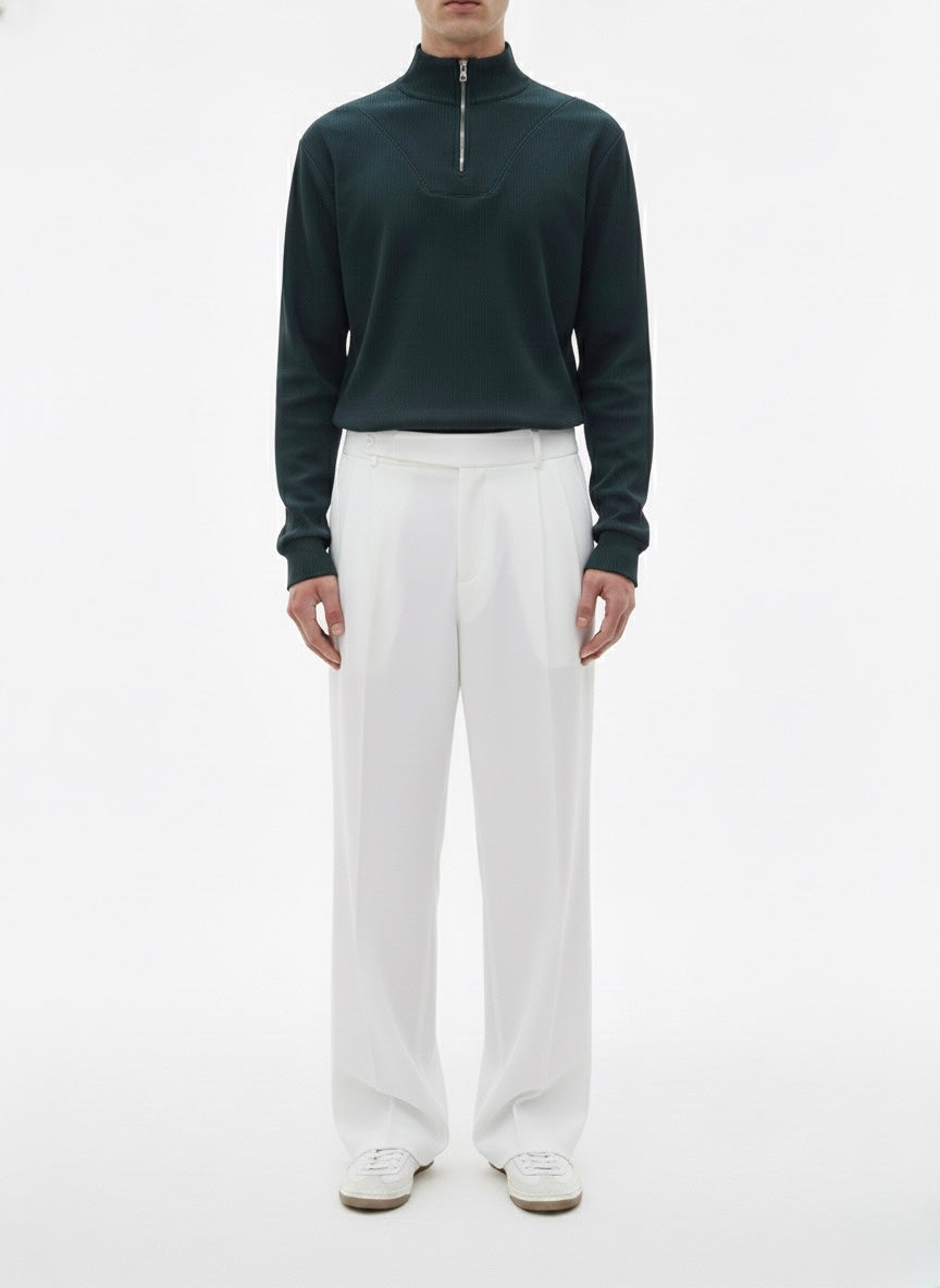 Pearl White - Italian Pleated Pants