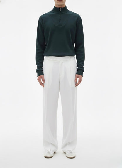 Pearl White - Italian Pleated Pants