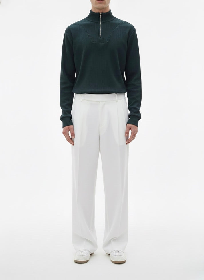 Pearl White Italian Pleated Pants Taif Cai — free download